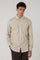 Camicia western a quadri in misto cotone beige