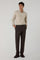 Camicia western a quadri in misto cotone beige