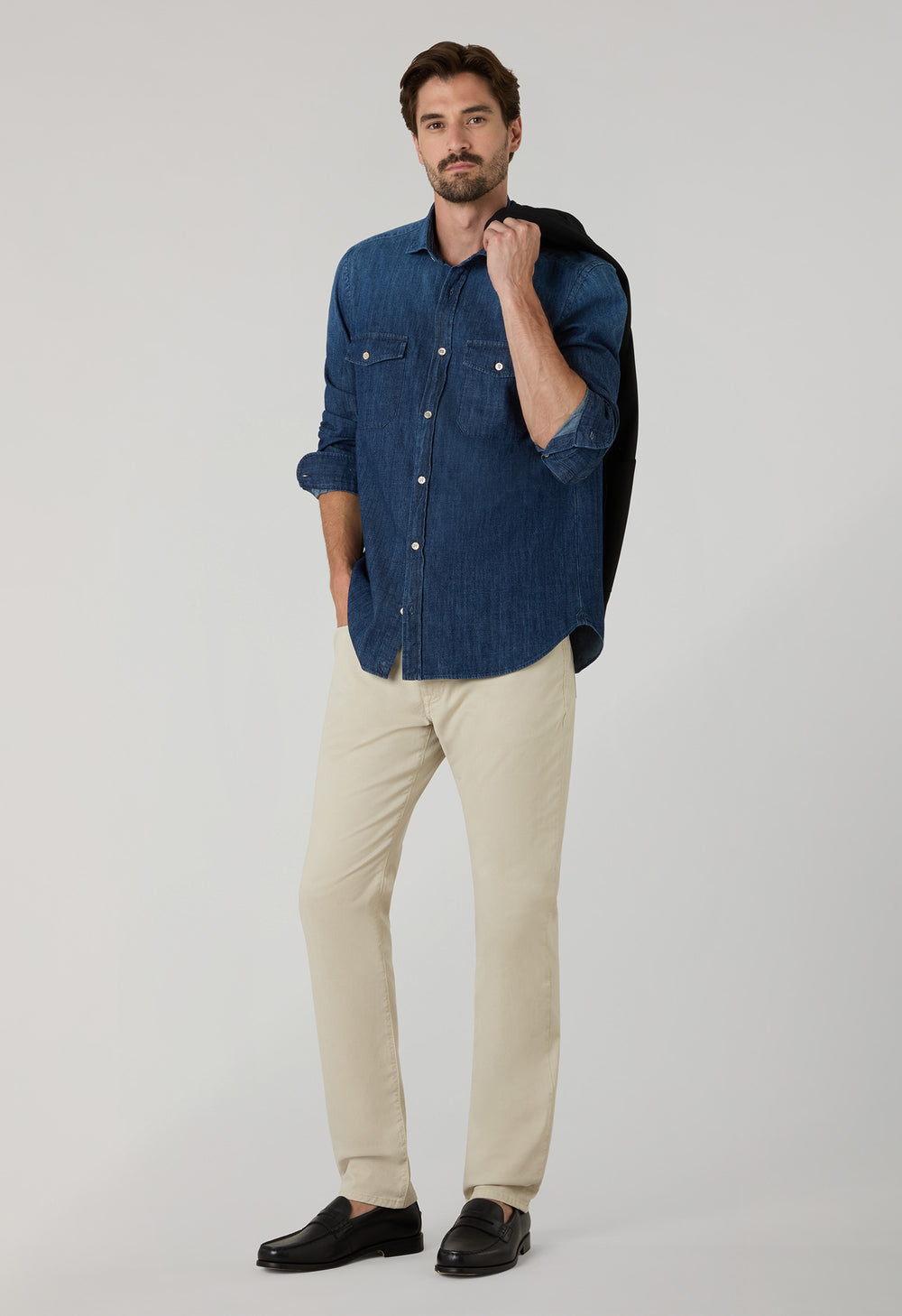 Camicia western in denim blu scuro