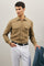 Camicia Western in lino beige scuro
