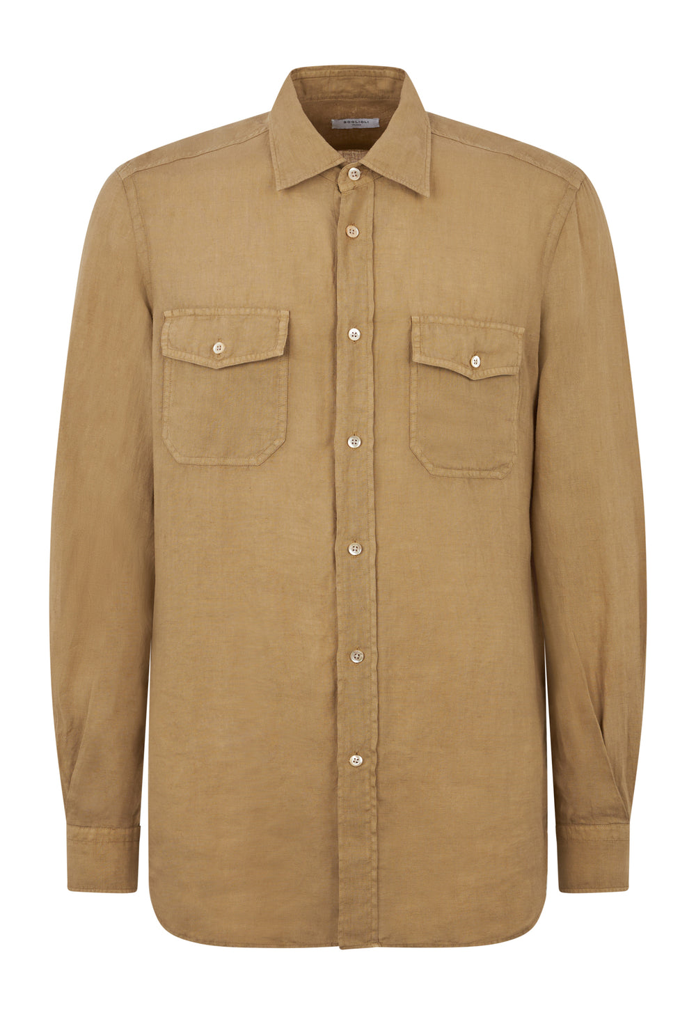 Camicia Western in lino beige scuro