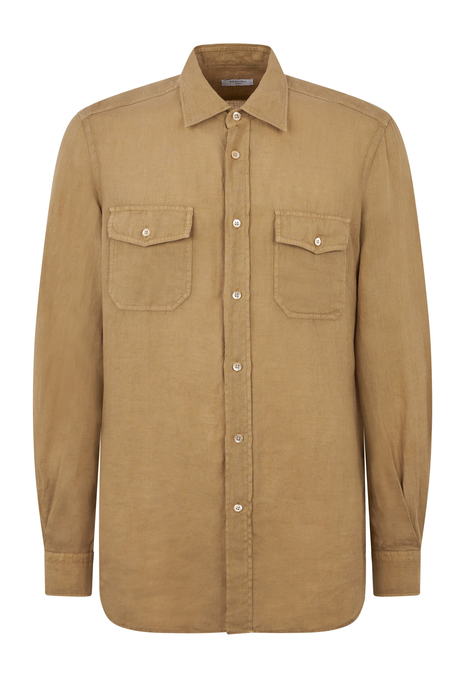 Camicia Western in lino beige scuro