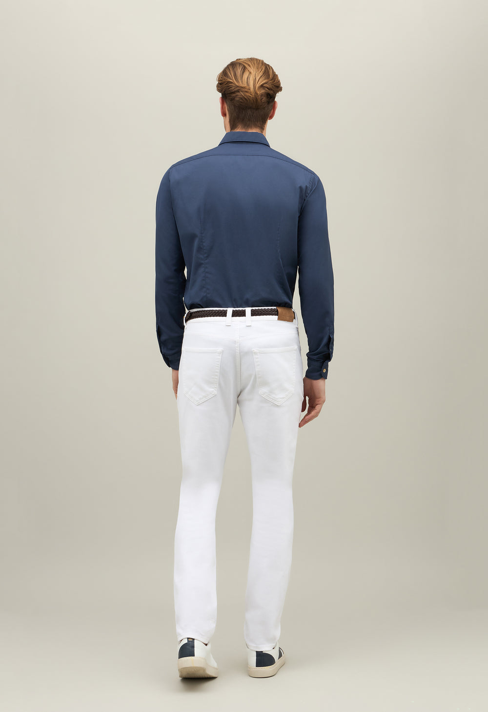 Camicia in popeline tinto in capo blu