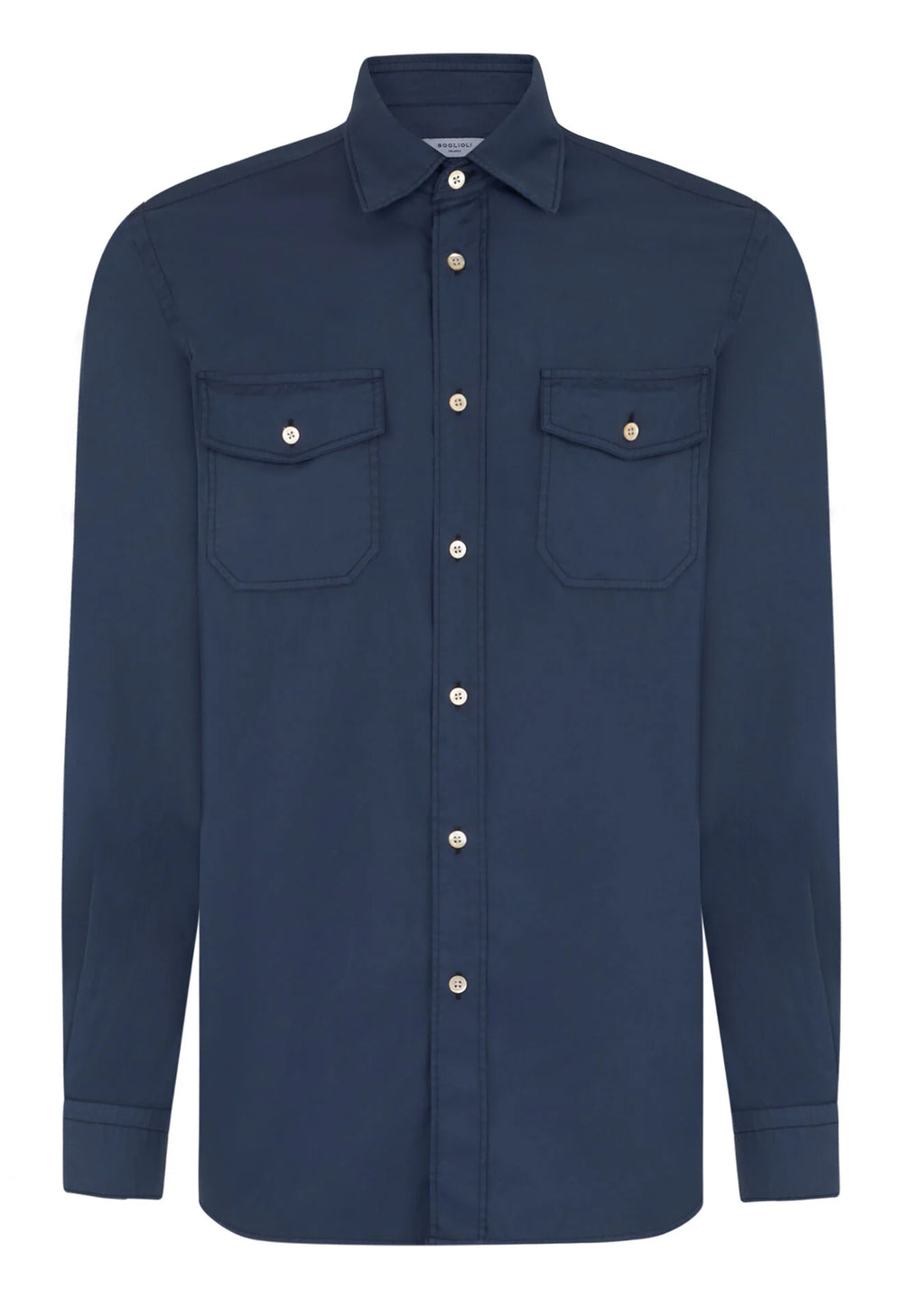 Camicia in popeline tinto in capo blu