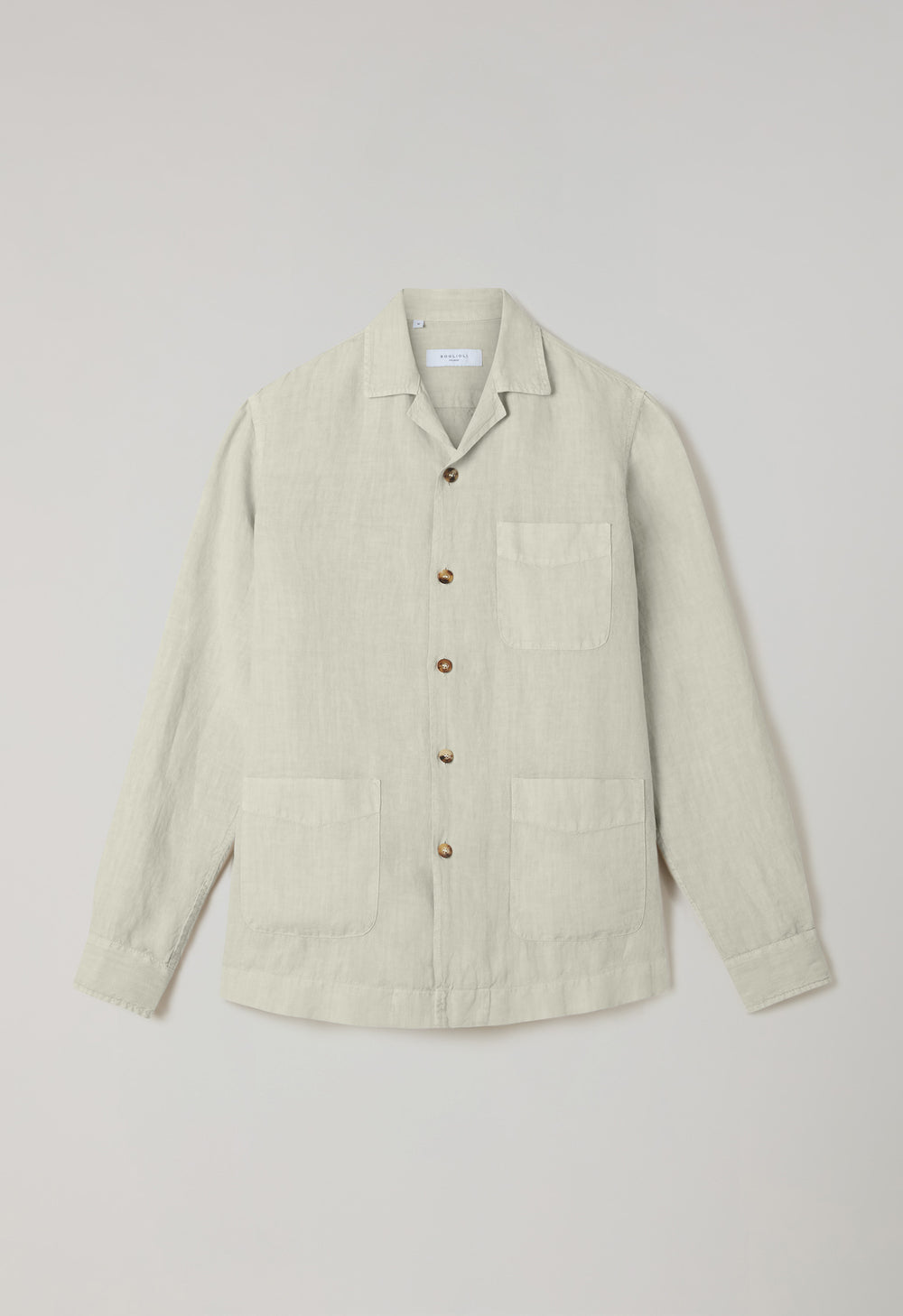 Overshirt Painter in lino tinto in capo beige