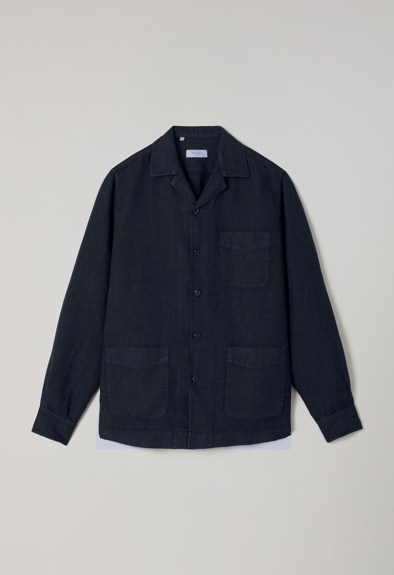 Overshirt Painter in lino tinto in capo blu