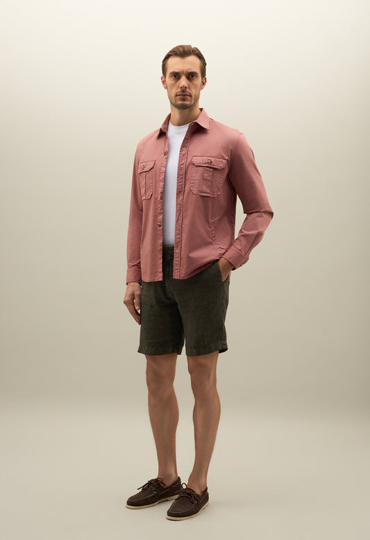 Overshirt in cotone tinto in capo rosa