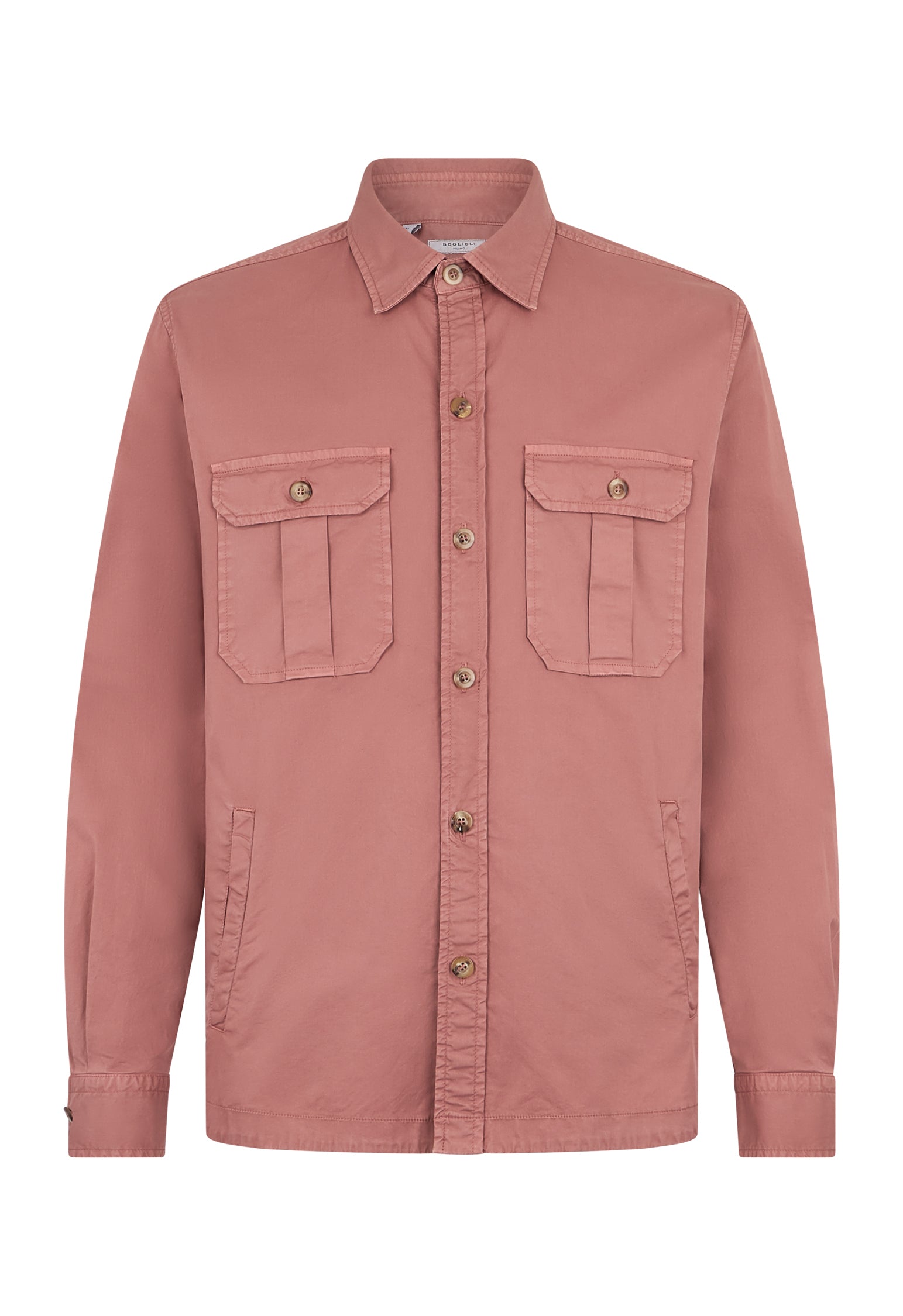 Overshirt in cotone tinto in capo rosa