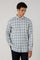 Camicia a quadri in misto cotone azzurro chiaro