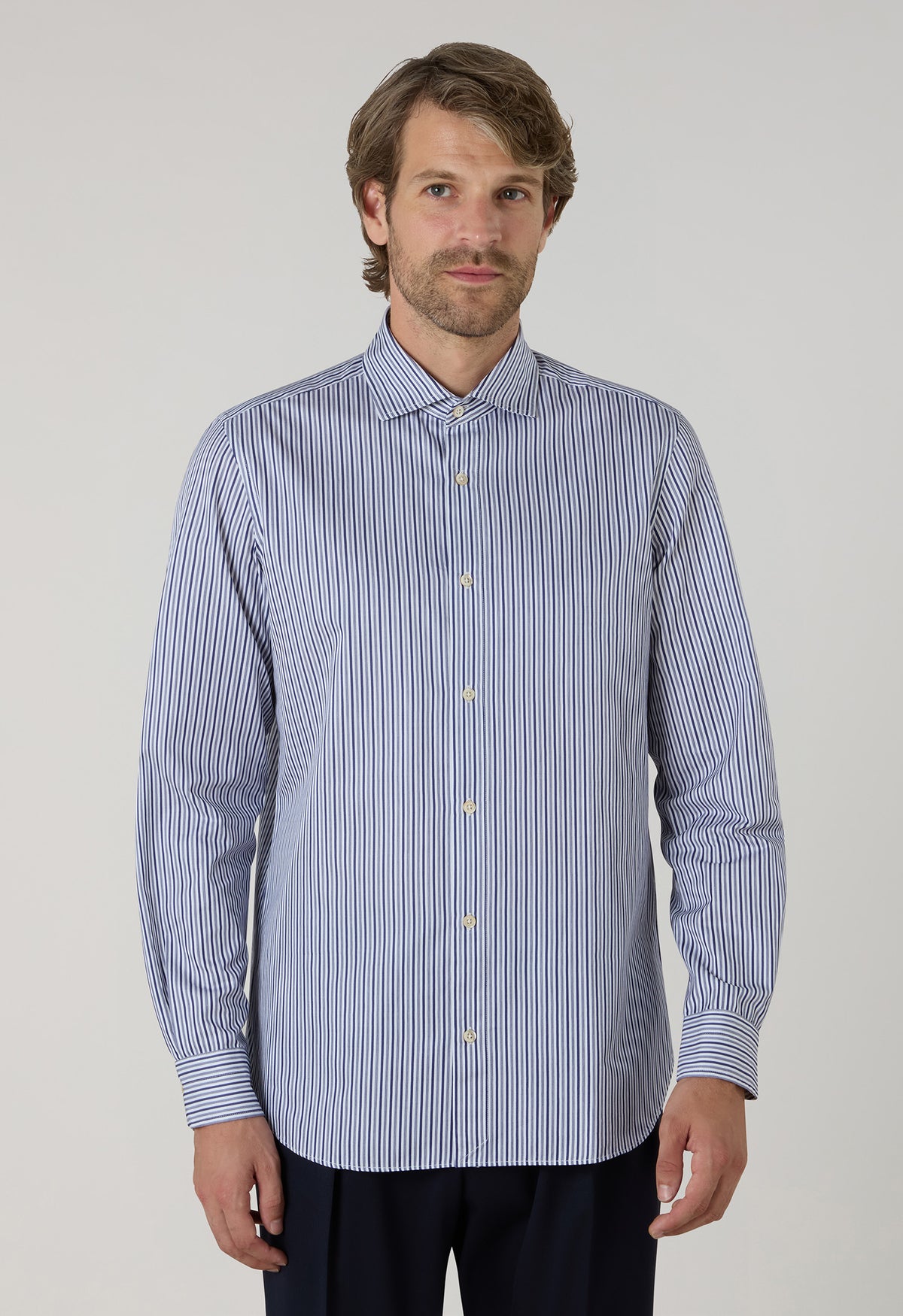 Camicia in cotone soft a righe color blu