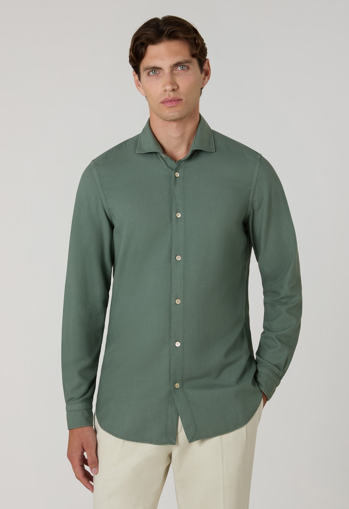 Camicia vaiella tinta in capo verde