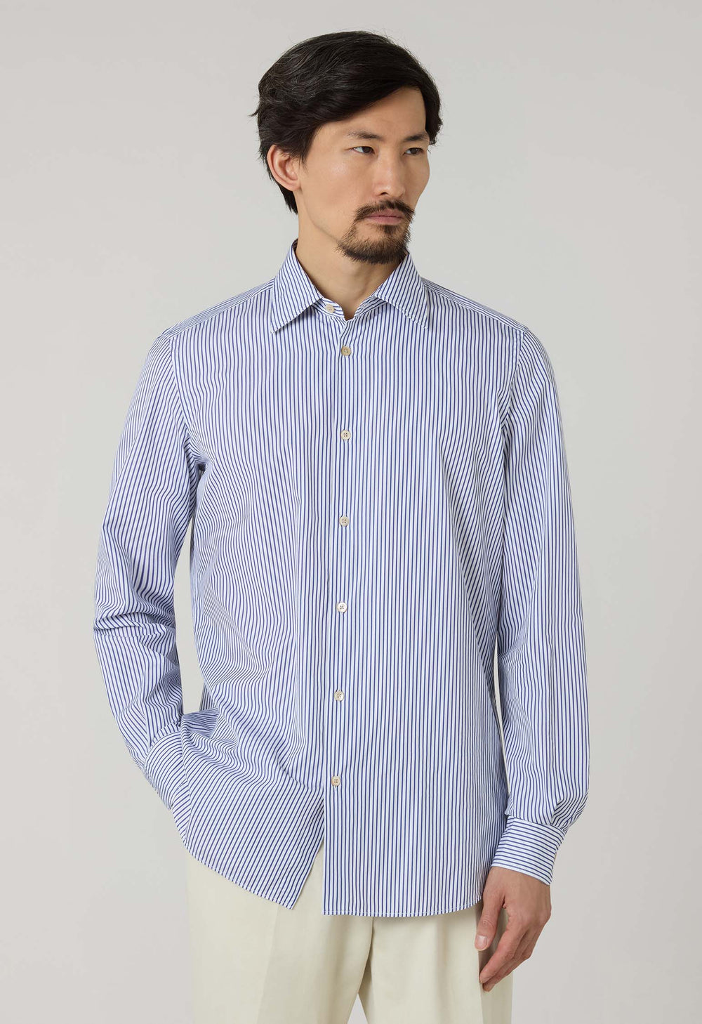 Camicia in cotone a righe blu