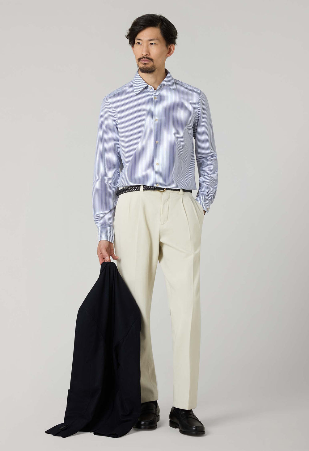 Camicia in cotone a righe blu