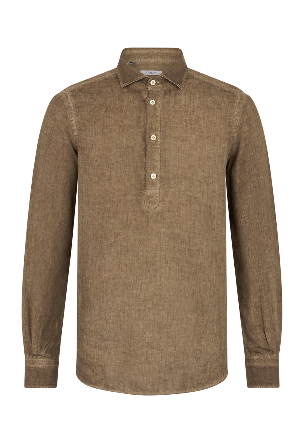 Camicia-Polo in lino tinto in capo verde