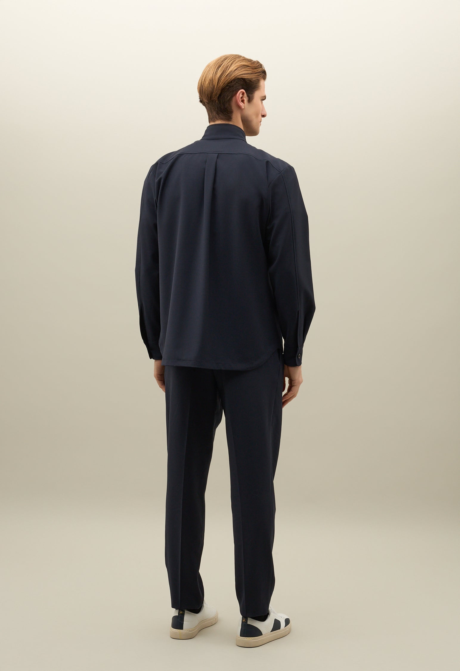 Overshirt guru in lana stretch blu