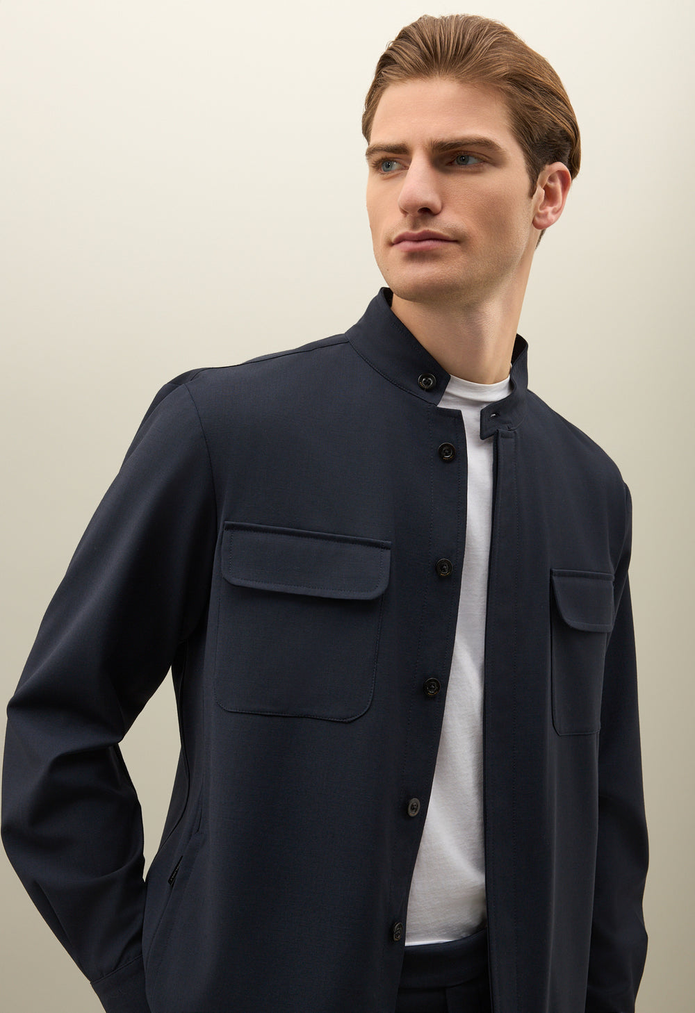 Blue Stretch Wool Canva Guru Overshirt