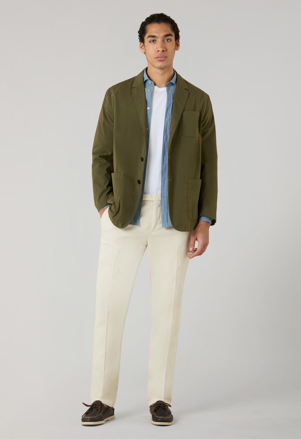 Giacca Khaki in popeline tinto in capo verde