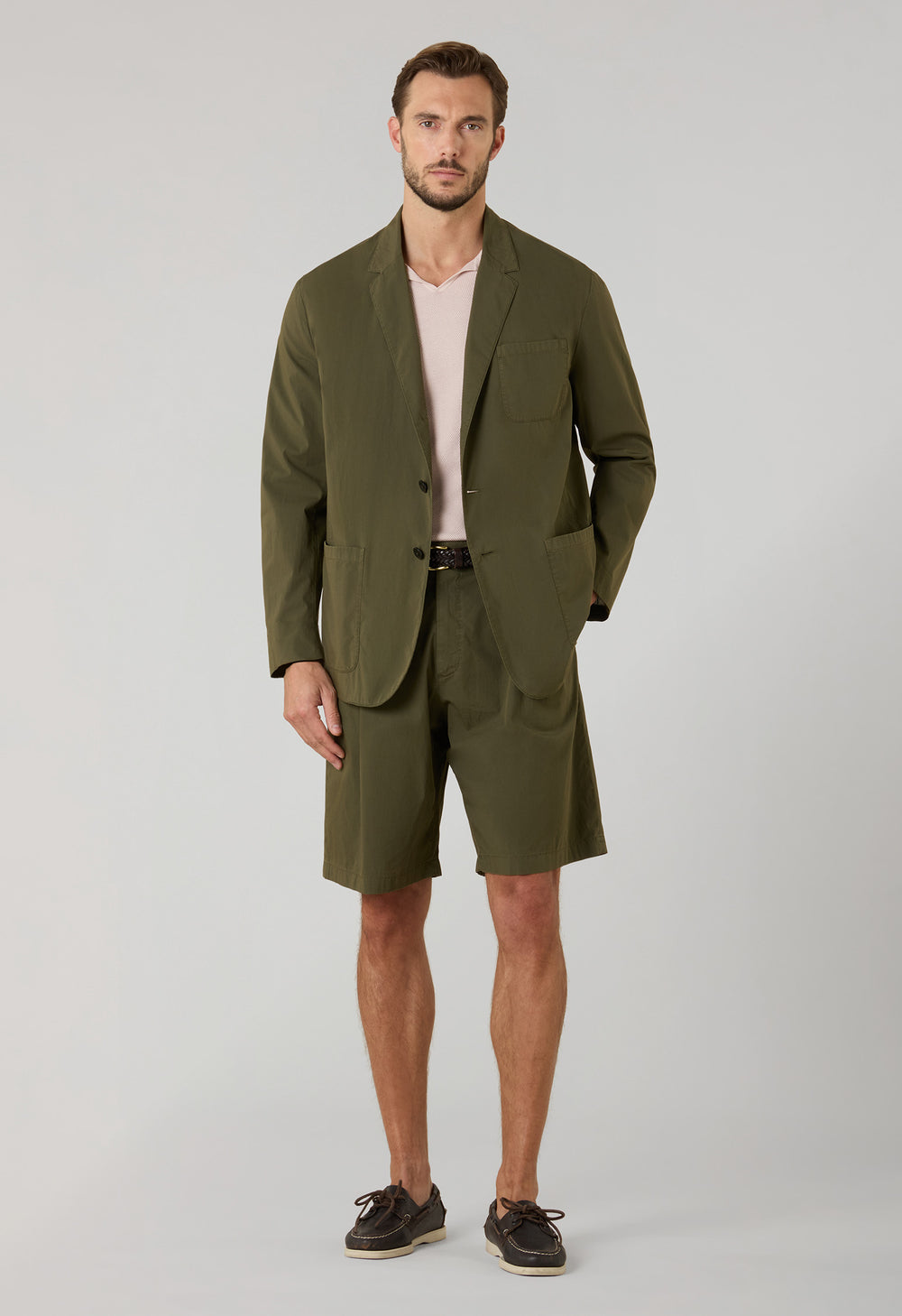 Abito Khaki Bermuda in popeline tinto in capo verde