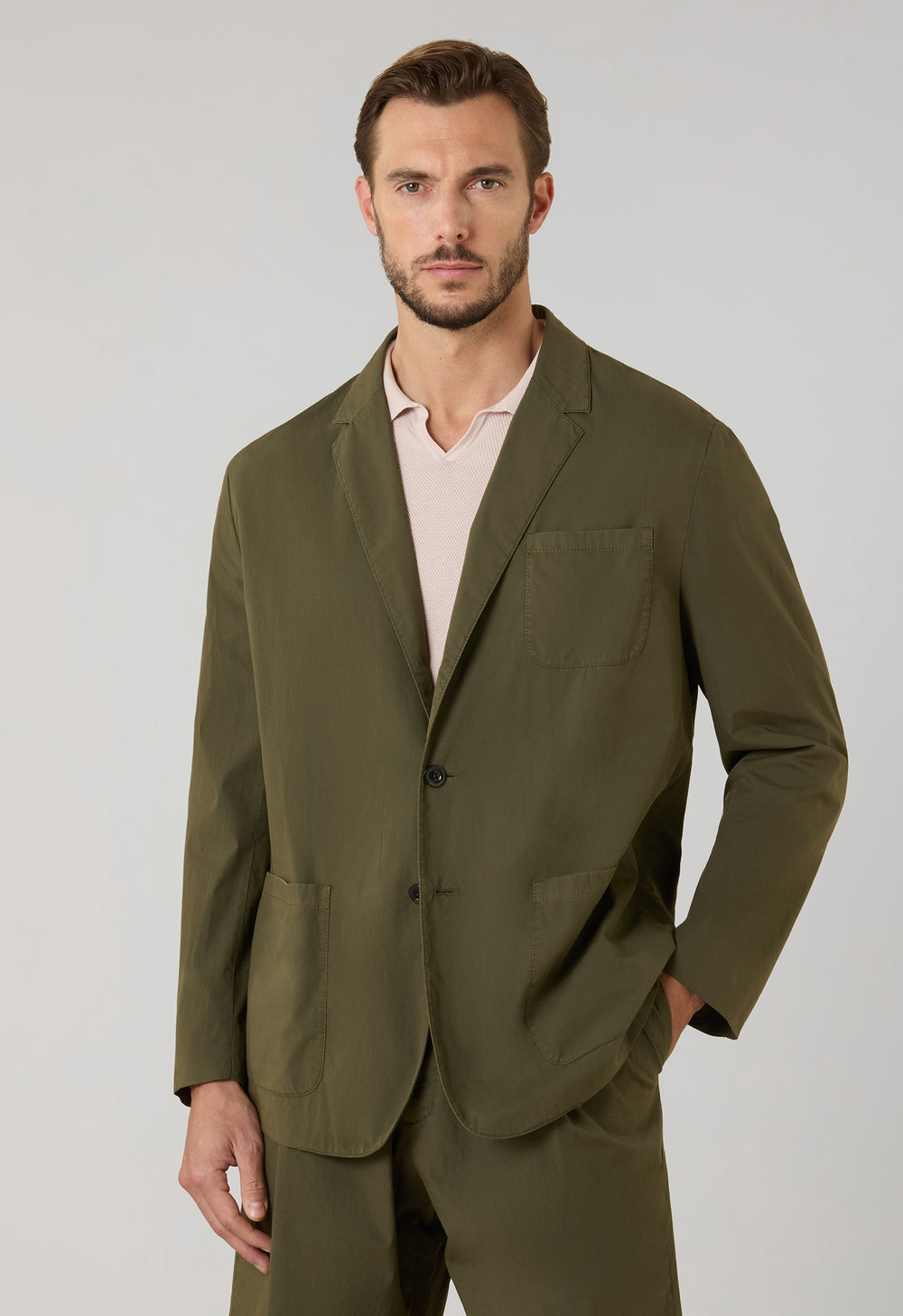 Abito Khaki Bermuda in popeline tinto in capo verde