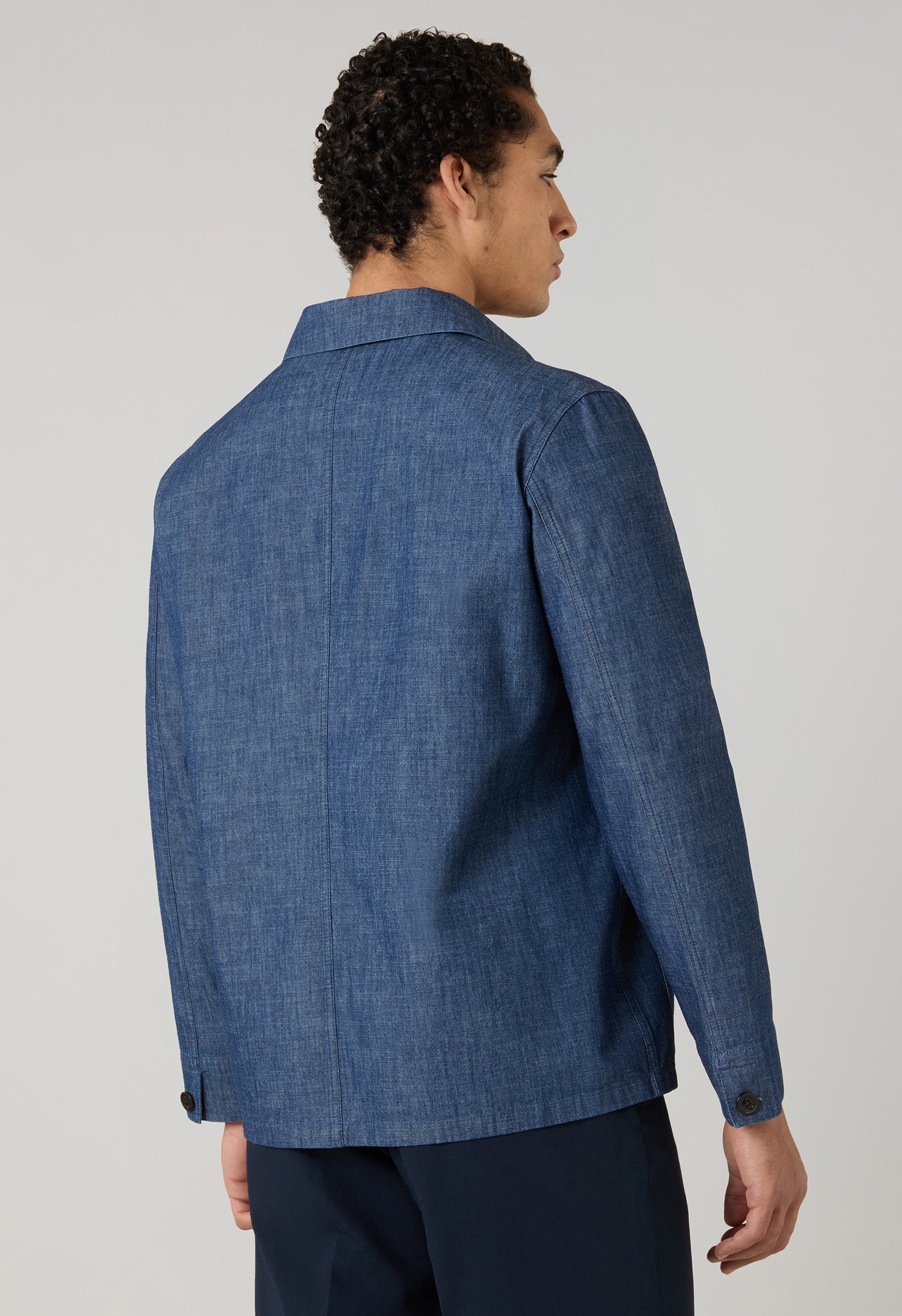 Blaue Indaco Denim Arbeiterjacke