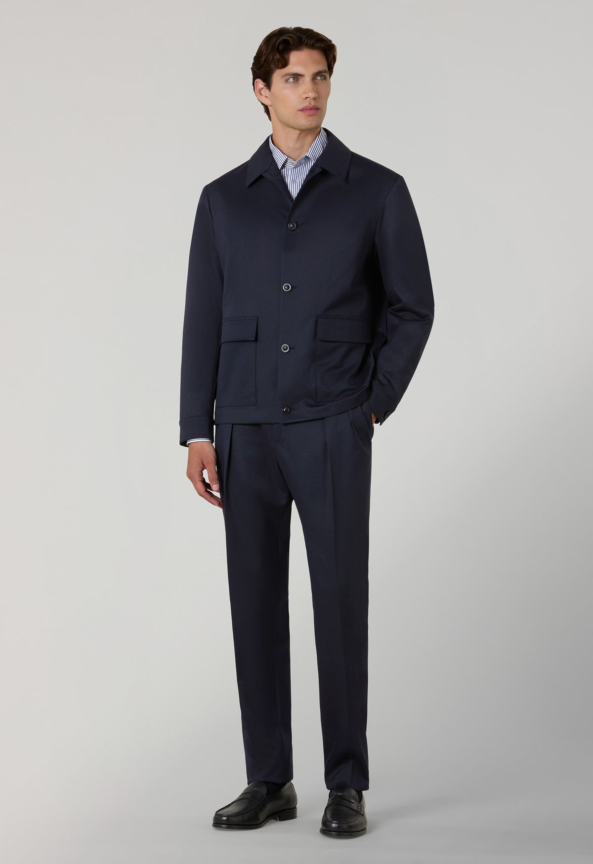 Blue Stretch Wool Boxie Suit
