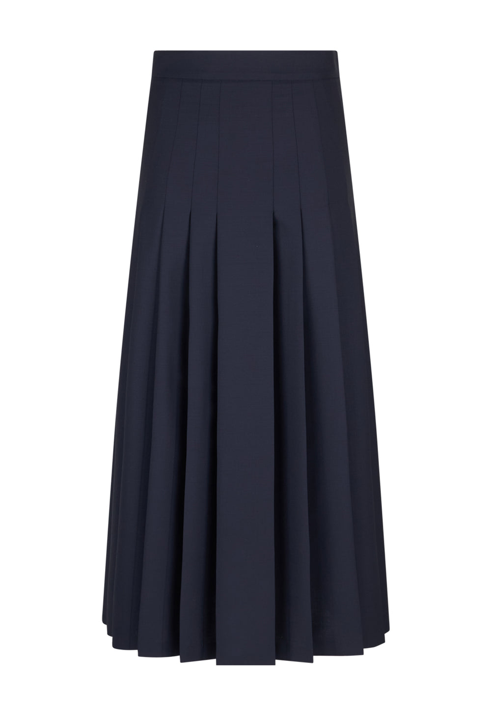 Blue Light Wool Pleated Skirt
