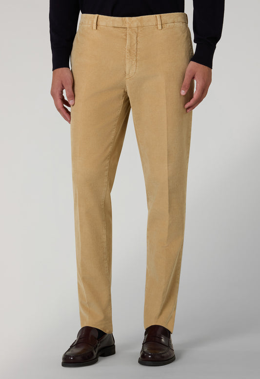 Beige Garment Dyed Corduroy slim Chinos