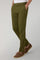 Pantalone in cotone tinto in capo micro-spinato verde