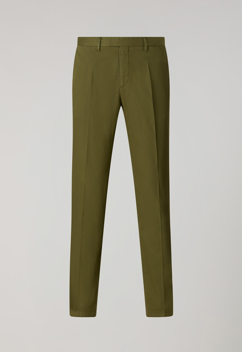 Pantalone in cotone tinto in capo micro-spinato verde