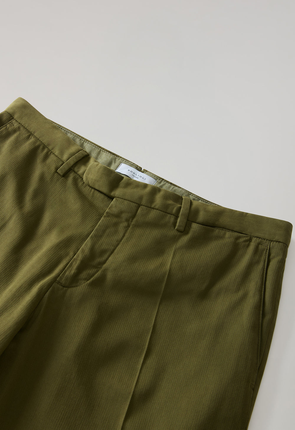 Pantalone in cotone tinto in capo micro-spinato verde