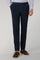Blue Garment Dyed Cotton Micro-Herringbone Trousers