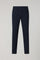 Blue Garment Dyed Cotton Micro-Herringbone Trousers