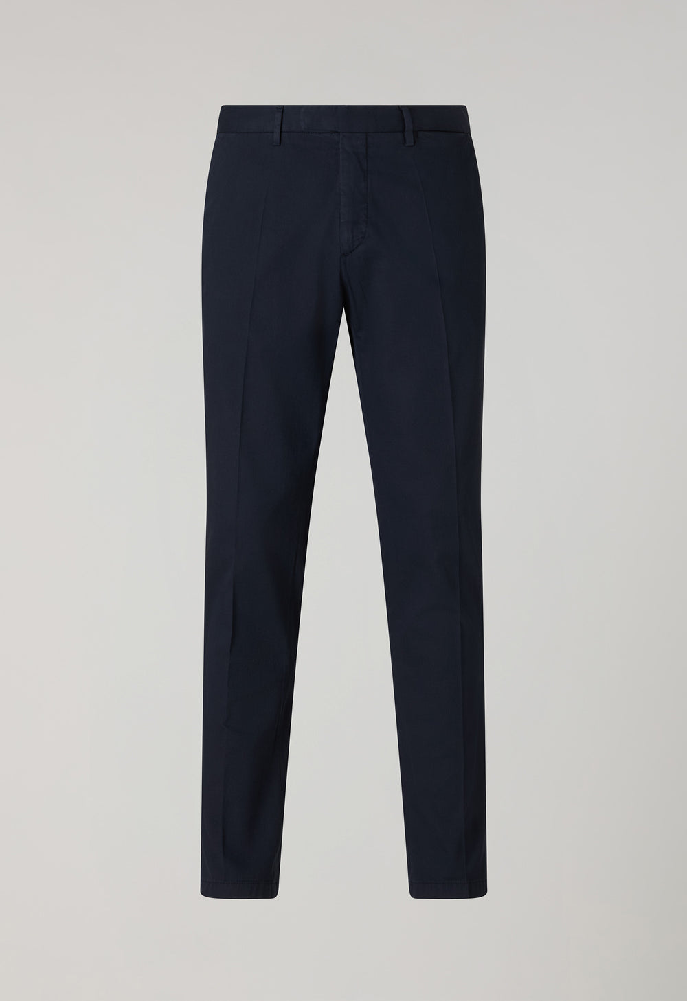 Blue Garment Dyed Cotton Micro-Herringbone Trousers