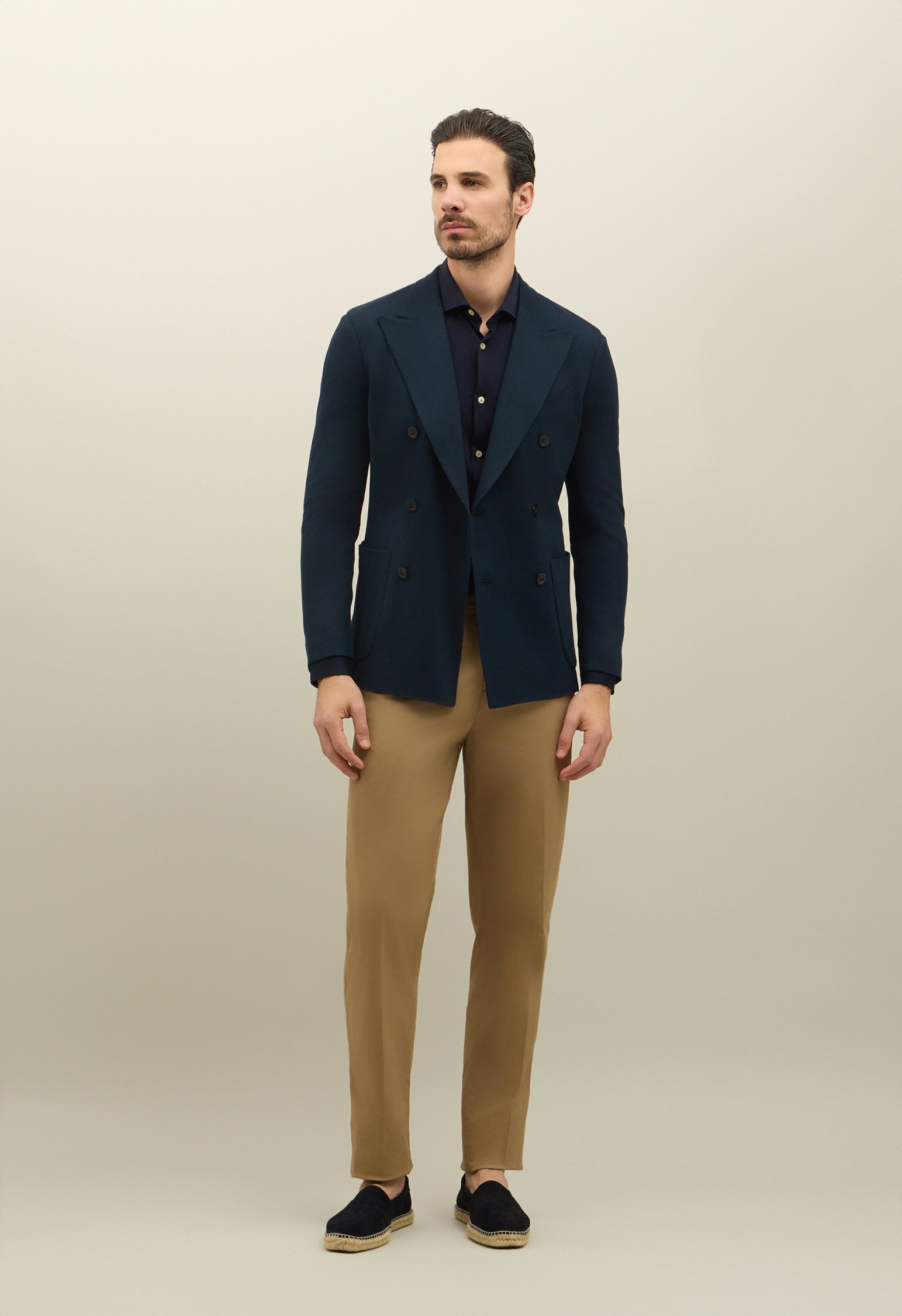 Pantalone Loose in cotone tinto in capo marrone chiaro