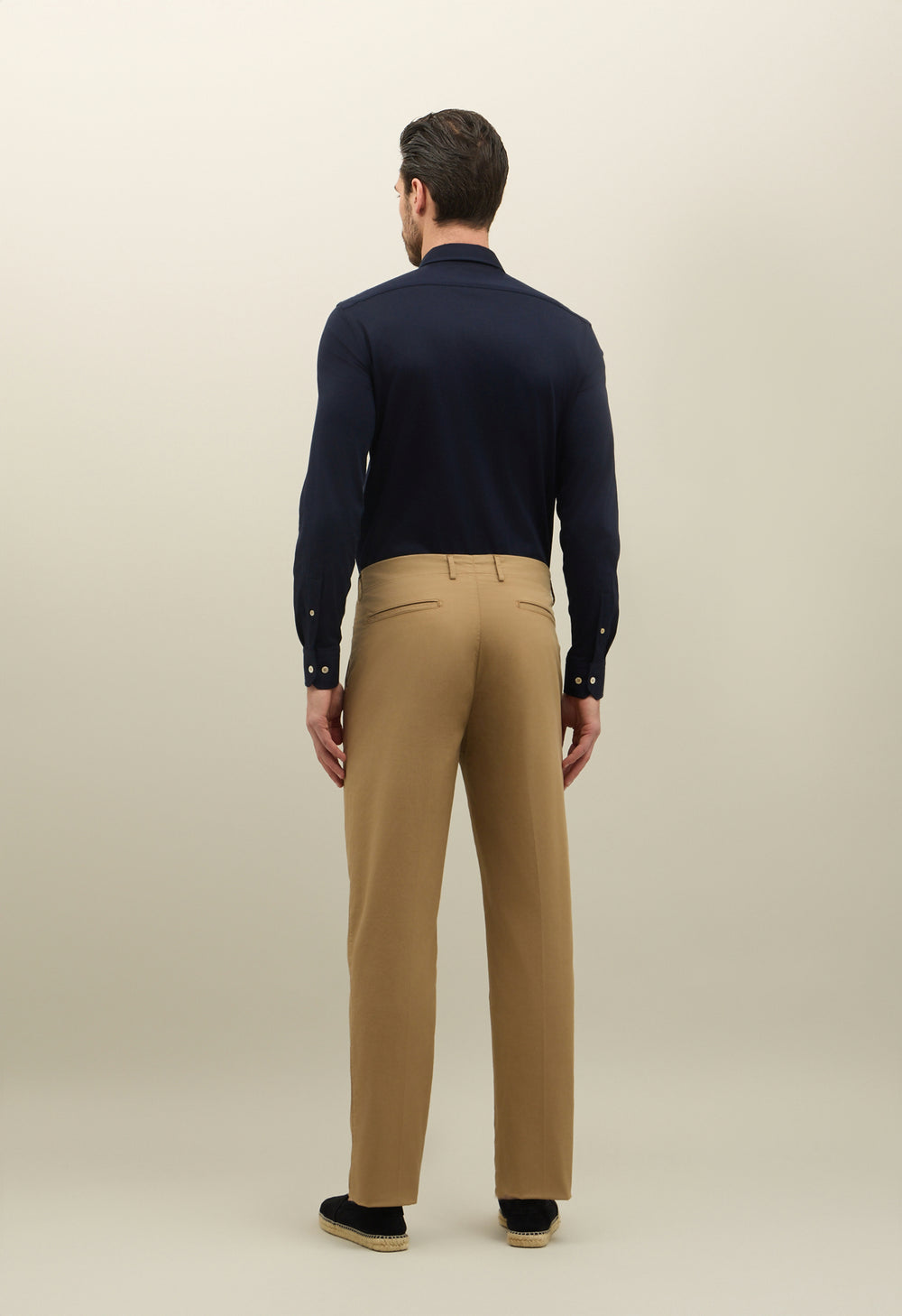 Light Brown Garment Dyed Cotton Loose Trousers
