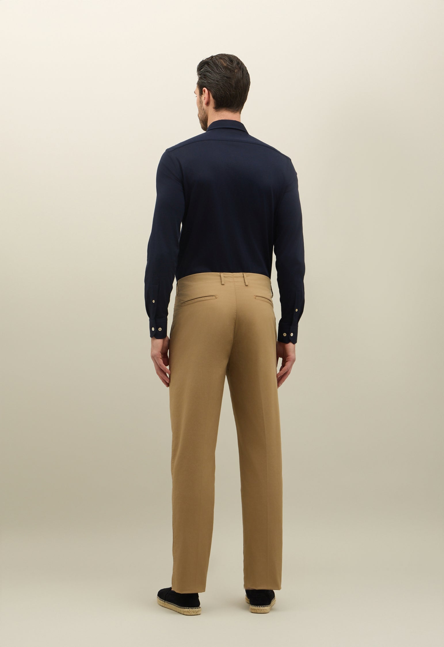 Pantalone Loose in cotone tinto in capo marrone chiaro
