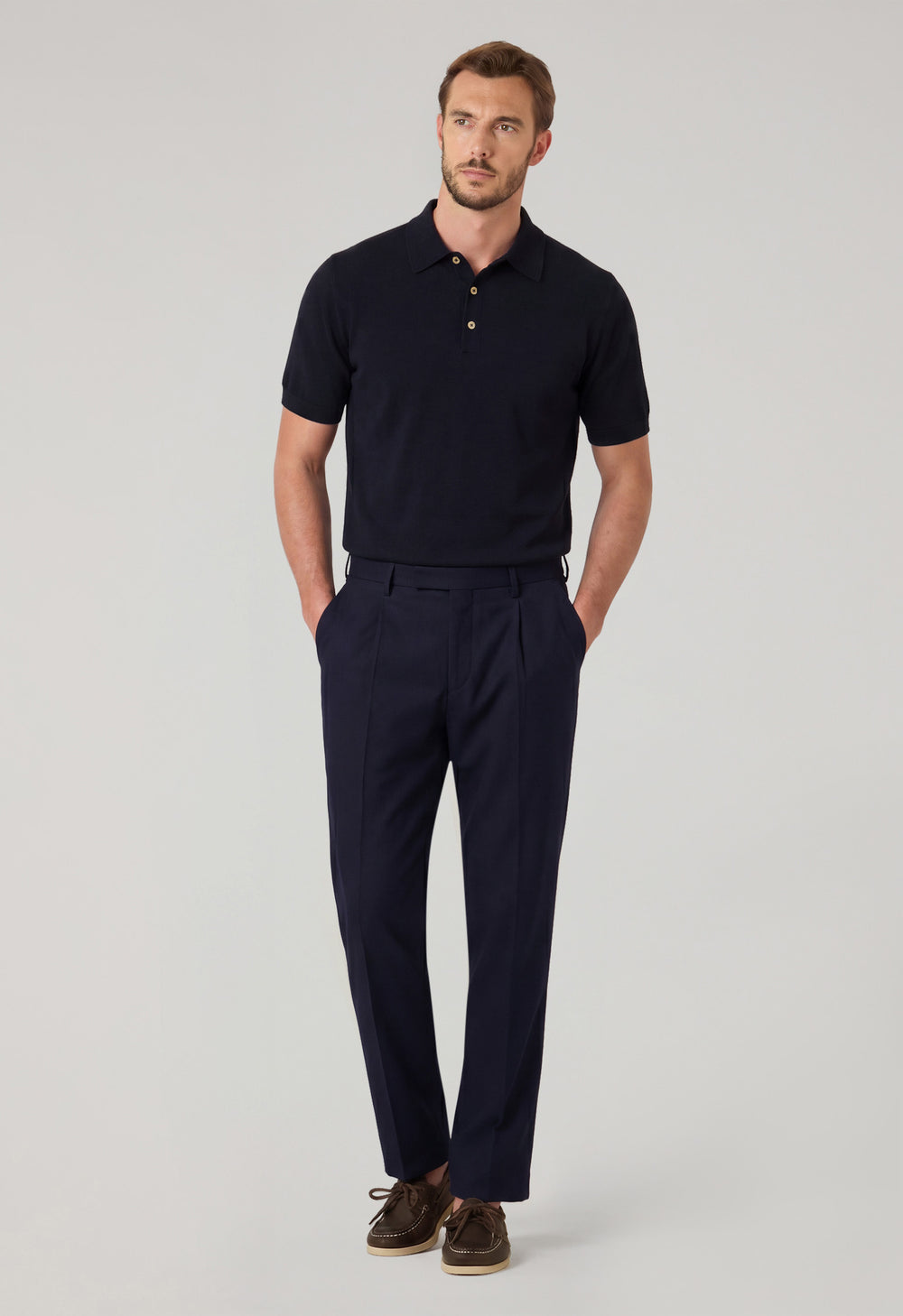 Hose aus blauem Woll-Canvas
