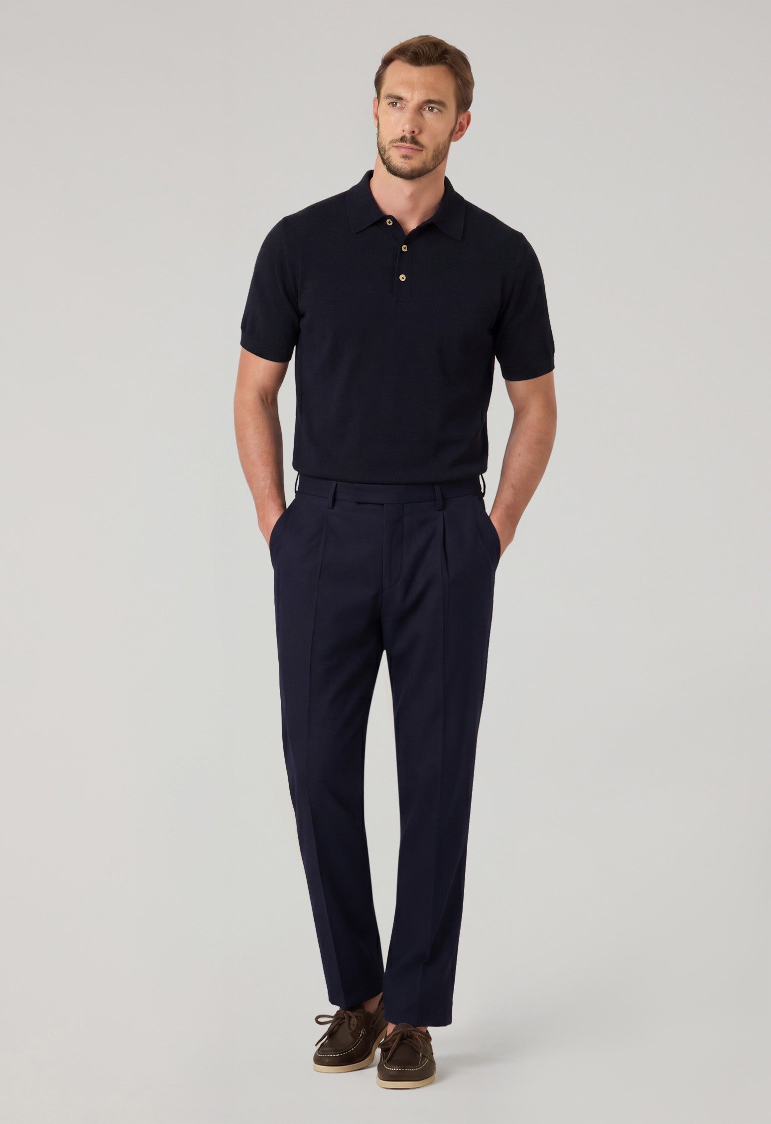 Hose aus blauem Woll-Canvas
