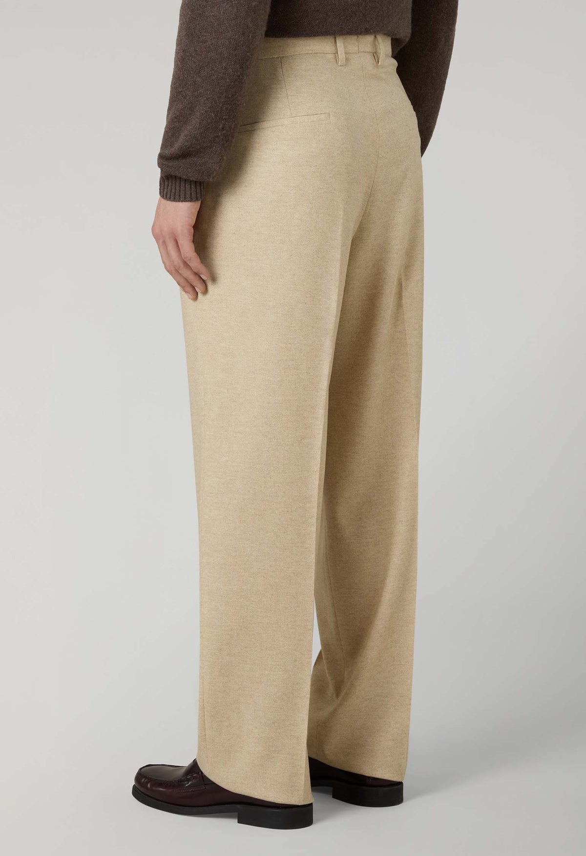 Beige Flannel Fluid Trousers