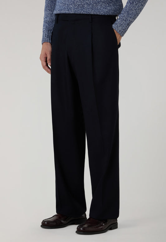 Blue Flannel Fluid Trousers