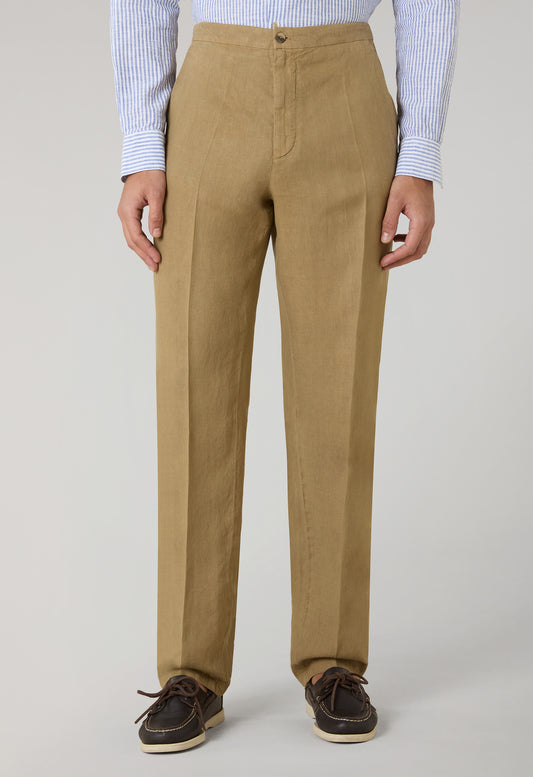 Camel Garment Dyed Linen Joggers