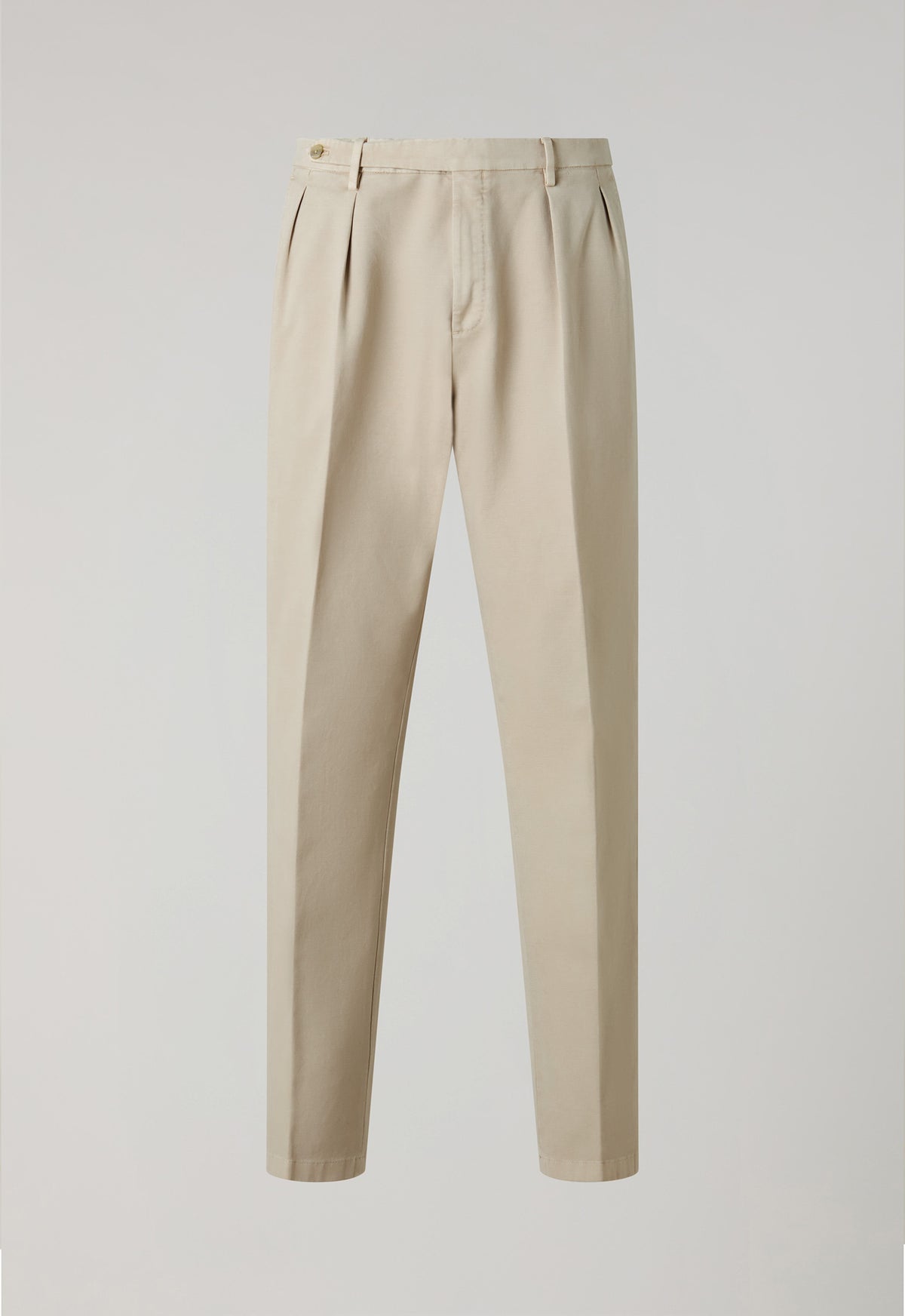 Light Beige Garment Dyed Soft Cotton Roma Trousers