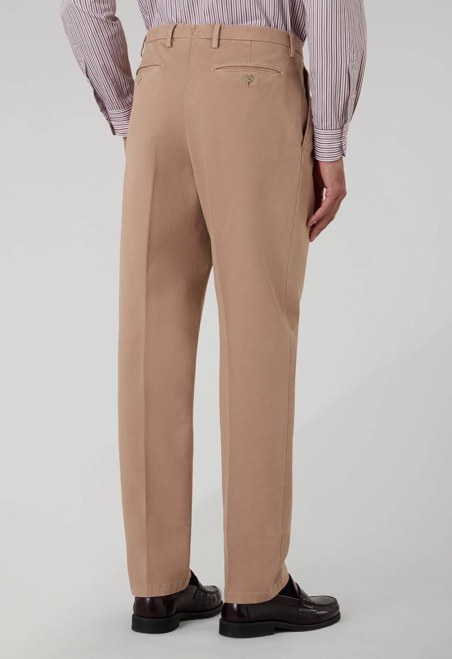 Pantalone Roma in cotone soft tinto in capo beige