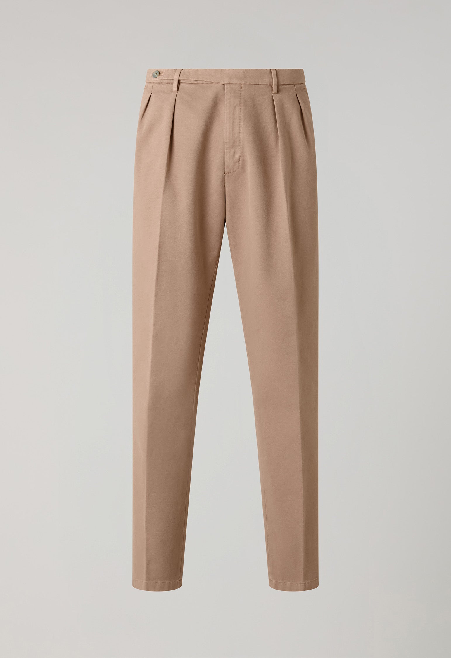 Beige Garment Dyed Soft Cotton Roma Trousers