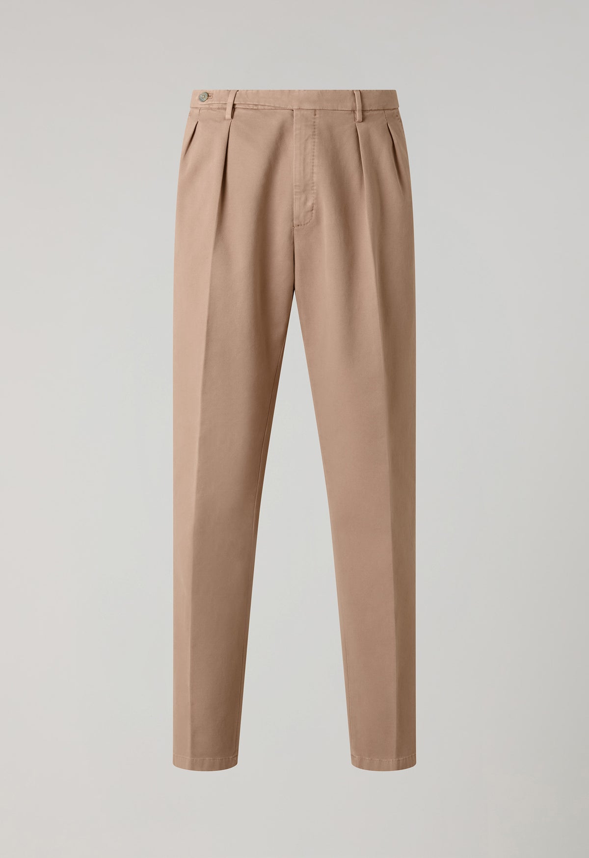 Beige Garment Dyed Soft Cotton Roma Trousers