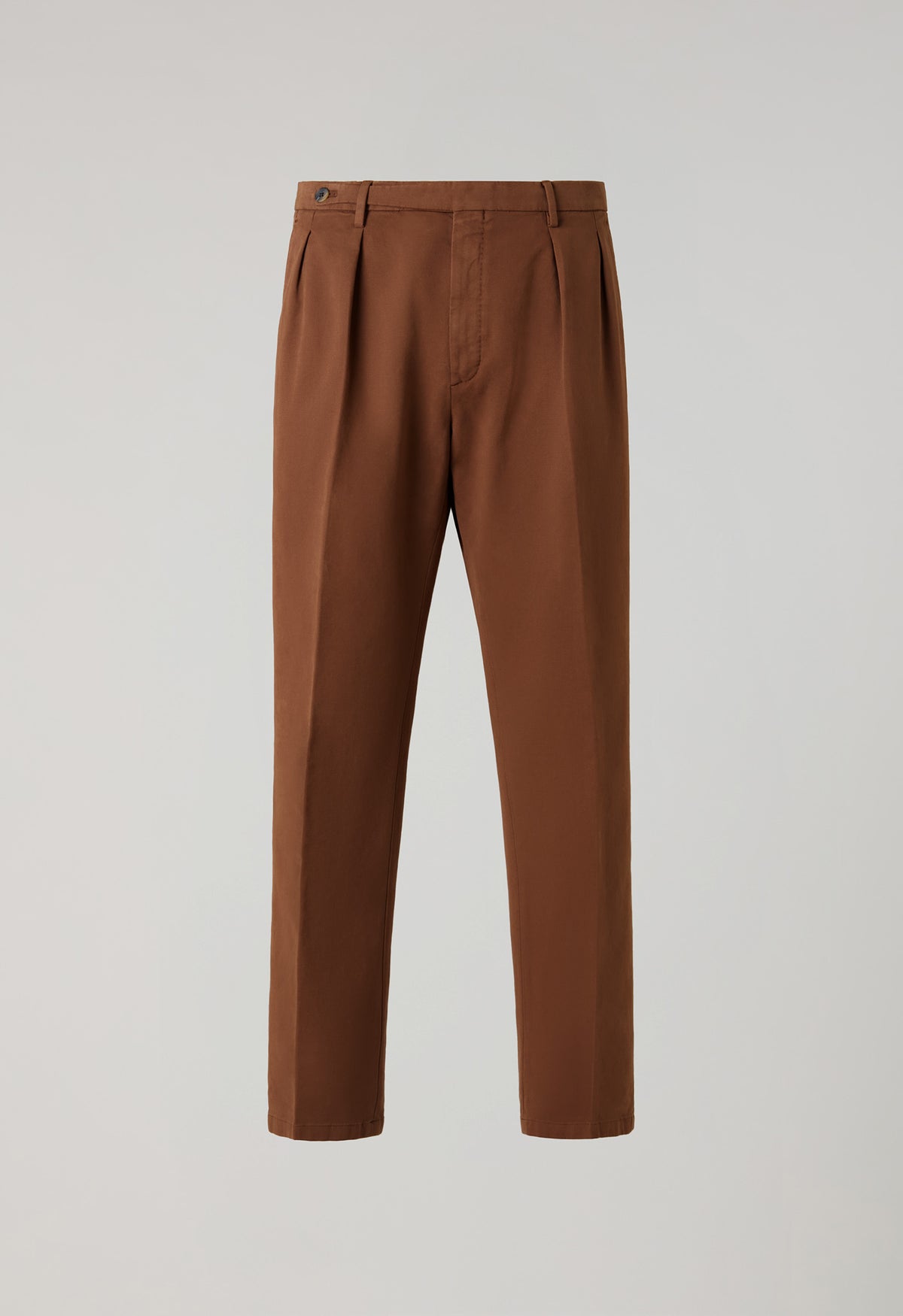 Brown Garment Dyed Soft Cotton Roma Trousers