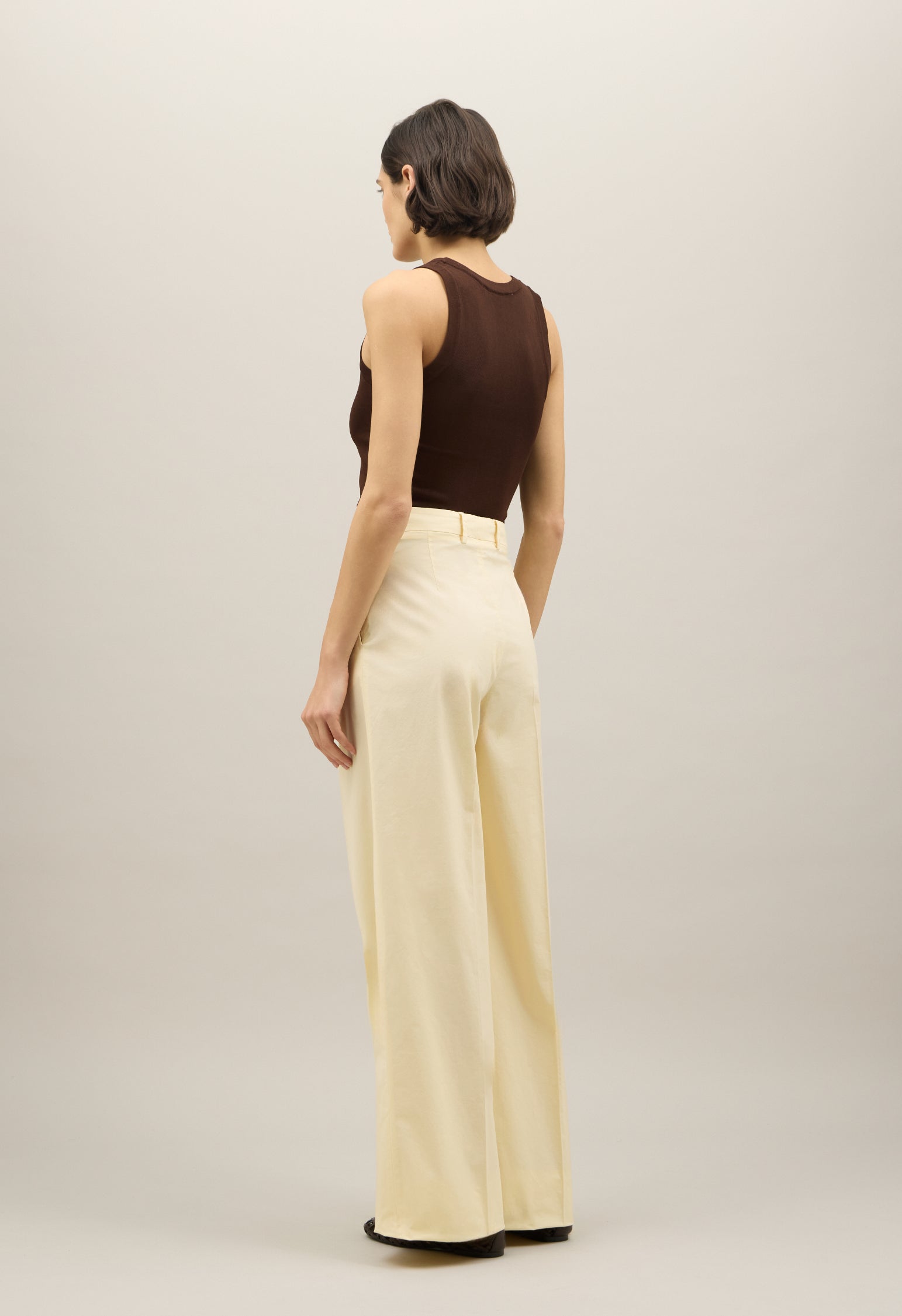 Pantalone Palazzo in popeline leggero giallo