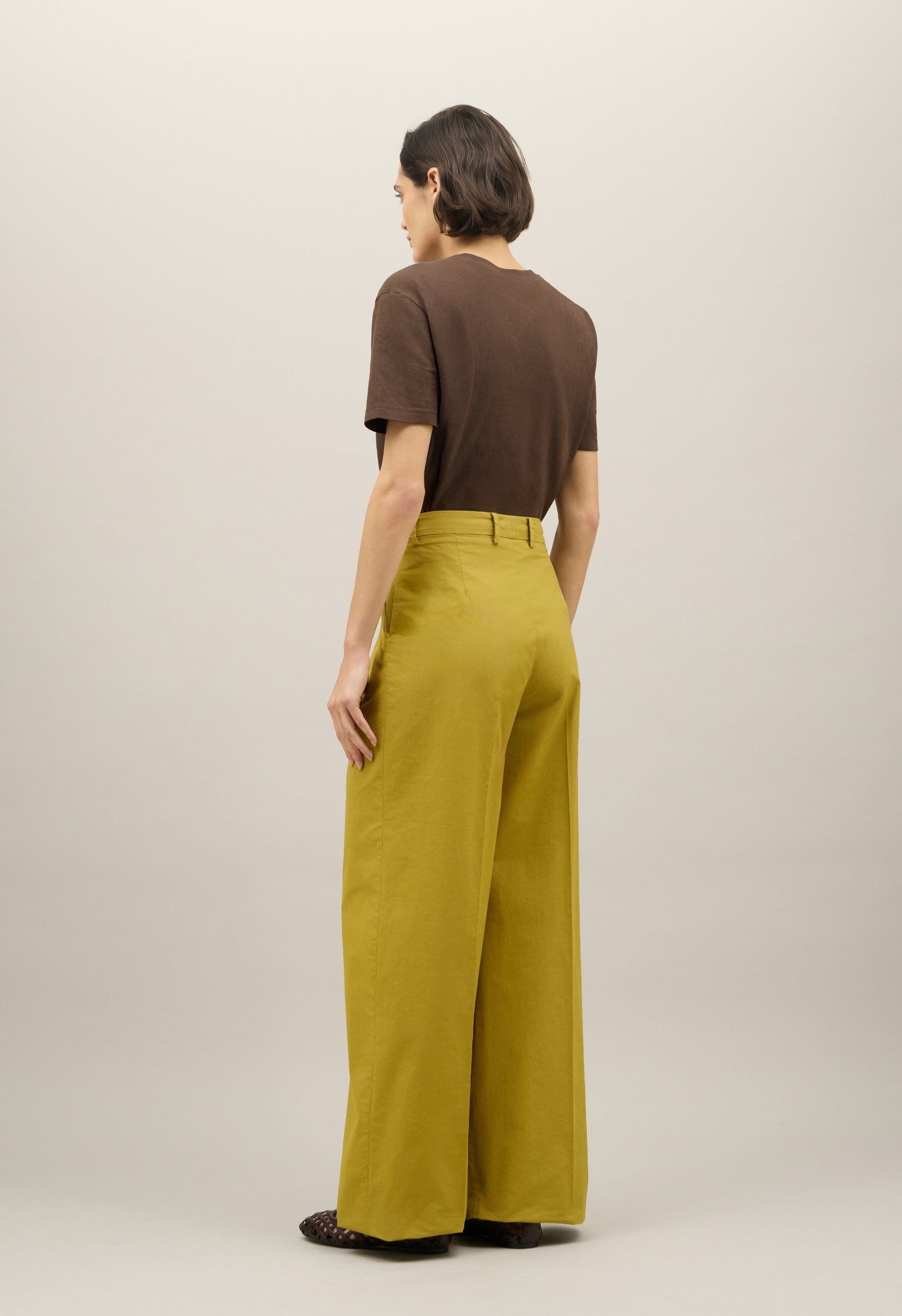 Pantalone Palazzo in popeline leggero verde