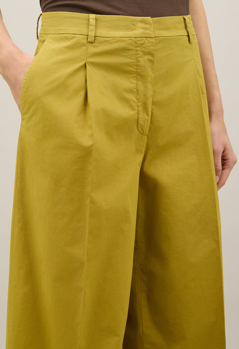 Pantalone Palazzo in popeline leggero verde
