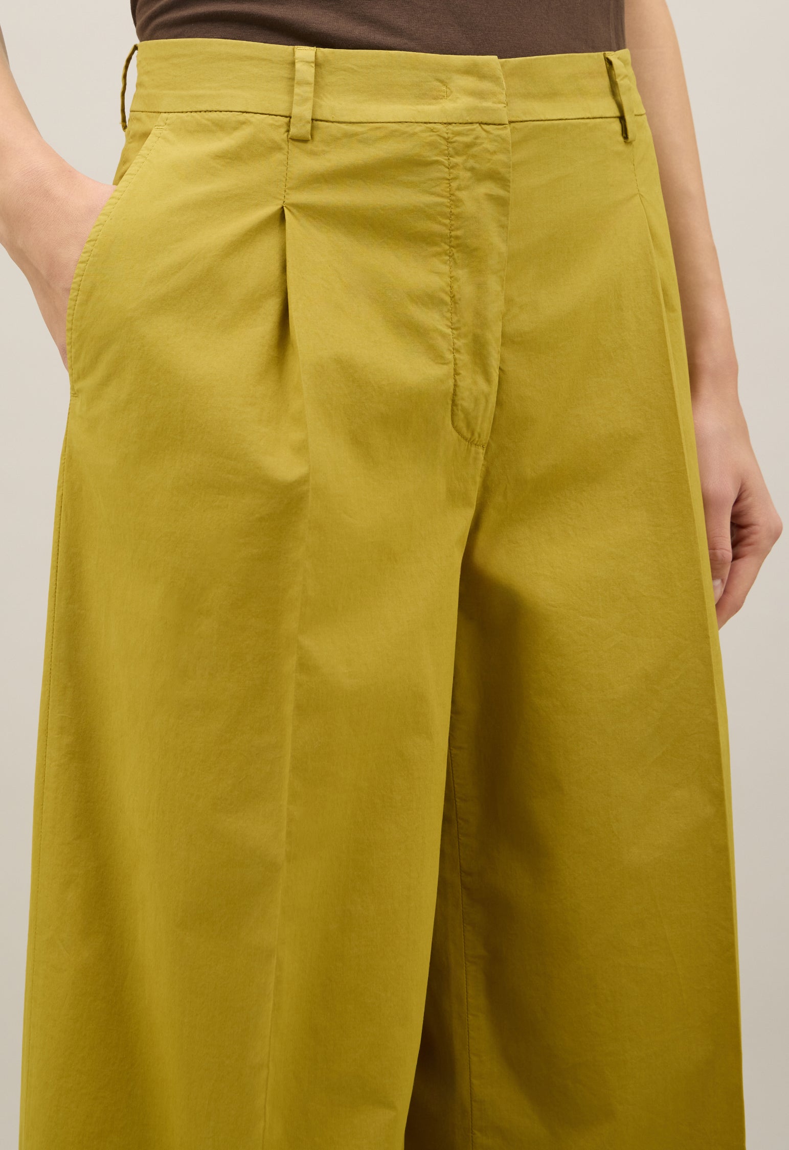 Pantalone Palazzo in popeline leggero verde